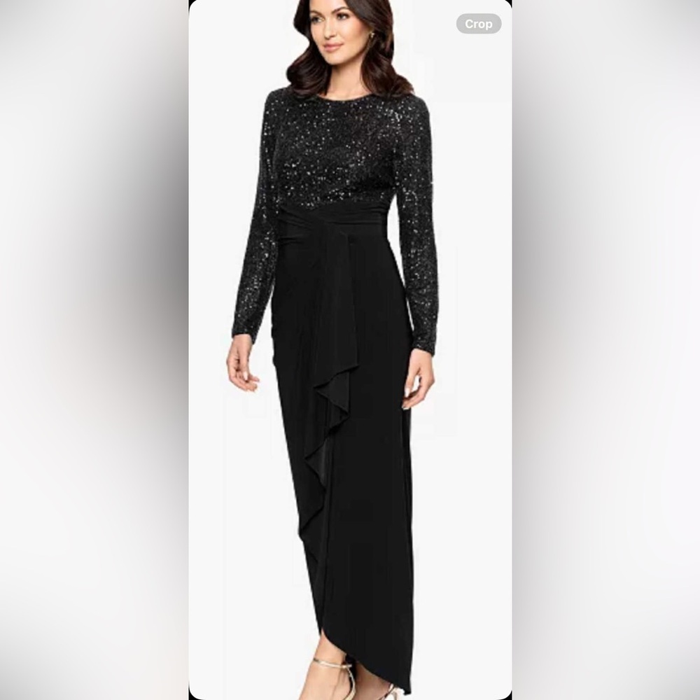 Elegant Black Sequin Evening Dress